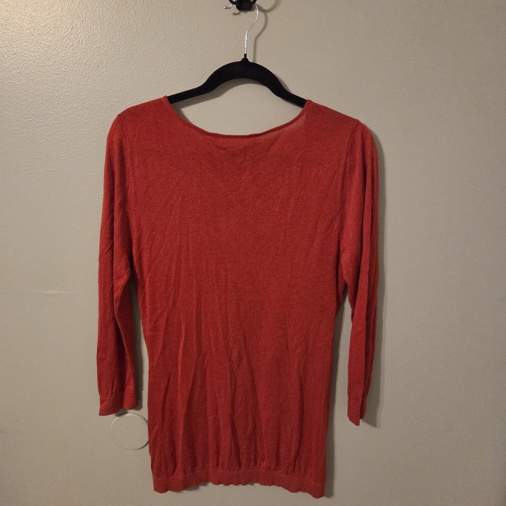 Diane Von Furstenberg Womens Red Silk Cashmere Sweater. Sz L Quiet Luxury - Picture 2 of 4